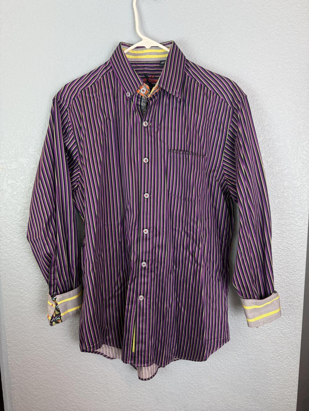 Robert Graham Shirt Mens Medium Striped Button Up Long Sleeve Knowledge Wisdom T